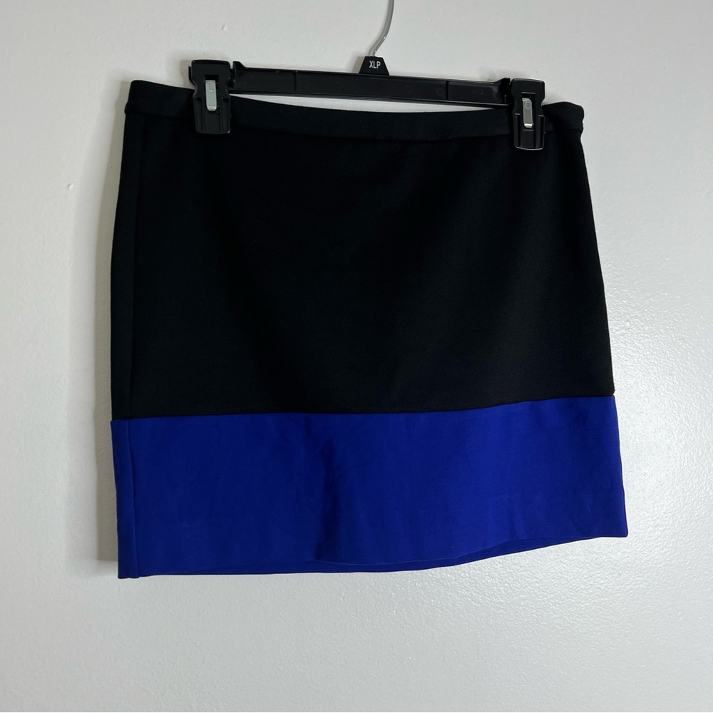 Armani Exchange Mini Skirt Womens M Color block Blue Black Bottom Zip Closure